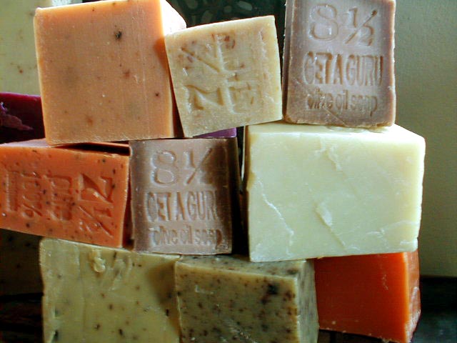 blocks of getaguru soap, pure handmade soap, made with 100% natural oils and essential oils.